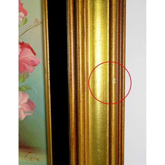 Robert Cox Signed 14x15" Framed Oil Painting Floral Still Life in Pink Vase - Picture 6 of 10